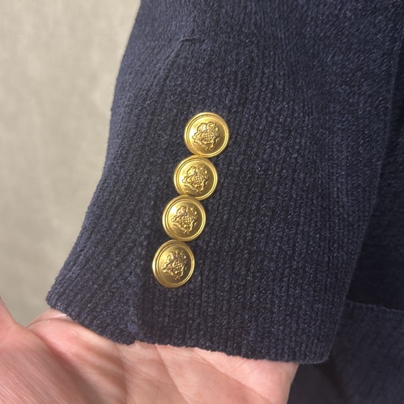 Lauren Ralph Lauren Womens Navy Double Breasted Chenille Blazer Wire Crest - Picture 6 of 8